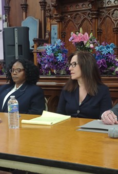 Candidates for the next Monroe County Public Defender, from left, Robert Fogg, Sara Valencia, Julie Cianca, and Andre Vitale, during a public forum Monday night.