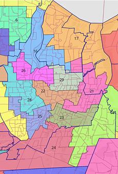 Monroe County Legislature President Sabrina LaMar has introduced a proposal to create six Legislature districts where Black residents would be in the majority. Shown here is a zoomed-in view of the proposed city districts.