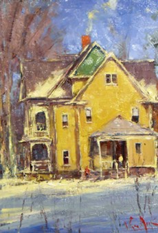 "The Yellow House in Snow" by George Van Hook is part of Oxford Gallery's group "Holiday Exhibit," on view through January 9.