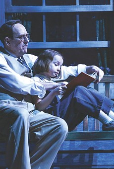 Skip Greer as Atticus Finch and Erin Mueller as Scout
Finch in "To Kill a Mockingbird," on stage at Geva
Theatre Center. Mueller shares the role of Scout with Alden Duserick.