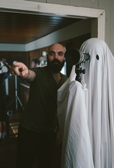 David Lowery on the set of "A Ghost Story."