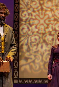 Cedric Mays as Frederick Douglass and Madeleine Lambert as Susan B. Anthony in "The Agitators," on stage at Geva Theatre Center.
