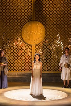 Athene Tsz Wai Mok (center) as Poppea in Eastman Opera Theatre's production of Monteverdi's "L'incoronazione di Poppea"