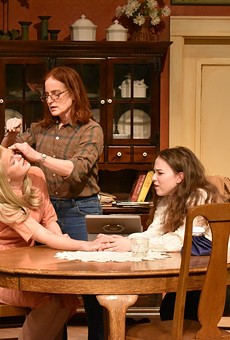 Abby Kate Herron, Nancy Berg, and Alexis Webber in Blackfriars Theatre's "When We Were Young & Unafraid."