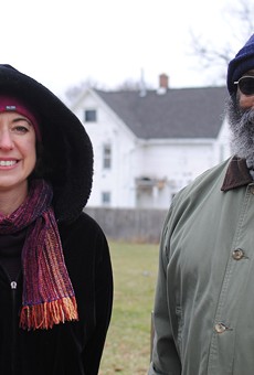 Jocelyn Gavitt, left, and Emanuel Carter, SUNY College of Environmental Science and Forestry professors, helped a group of 18 landscape architecture students develop reuse concepts for vacant properties along Joseph Avenue.