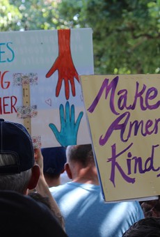 Hundreds of Rochesterians filled Washington Square Park on Saturday for the Families Belong Together rally.