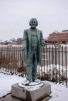 A statue of abolitionist Frederick Douglass fabricated by artist Olivia Kim.