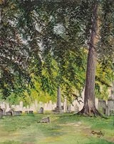 “Ghosts of Oakwood Cemetery” an oil painting by Patricia Gough of Penfield, won the 2020 Penfield Scene Award.