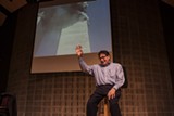 PHOTO BY ASHLEIGH DESKINS - Steven Fetter performed his one-man show "A Blue Sky Like No Other" at the Fringe on Monday.