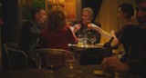 PHOTO COURTESY THE ORCHARD - Steve Coogan, Laura Linney, Richard - Gere, and Rebecca Hall raise their glasses in "The Dinner."